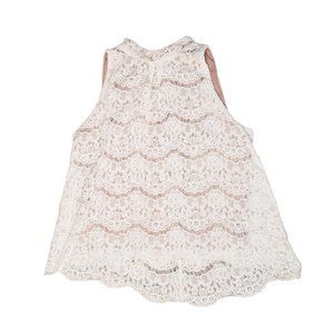 LOVE, FIRE White Lace, Lined Sleeveless Shirt Top Blouse Womens Ladies Size S